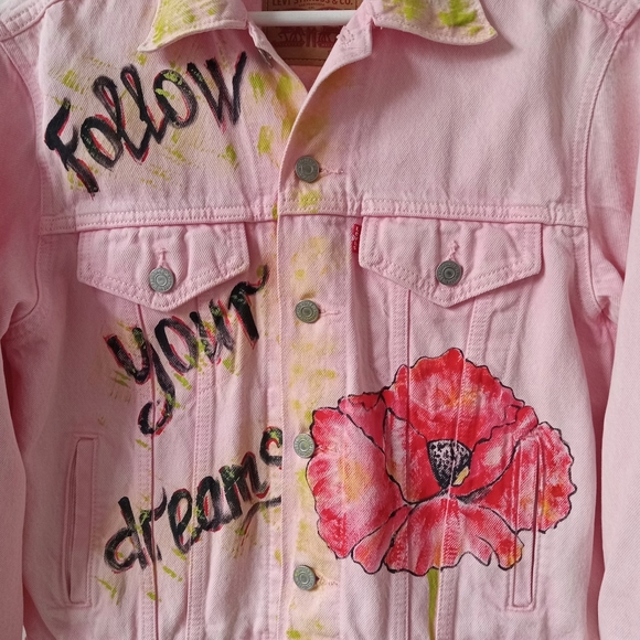 Hand Painted Denim Jacket XS - Picture 5 of 14